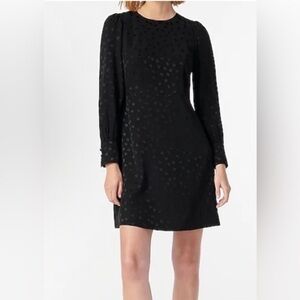 J Crew long sleeve Shift dress in jacquard floral dot black fit and flare